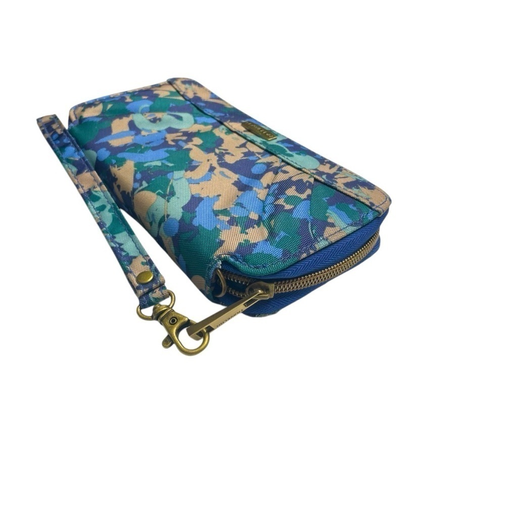 Travelon~Wristlet\ Wallet, Floral Geometric Blues & Tan, Excellent Condition! - Picture 5 of 13